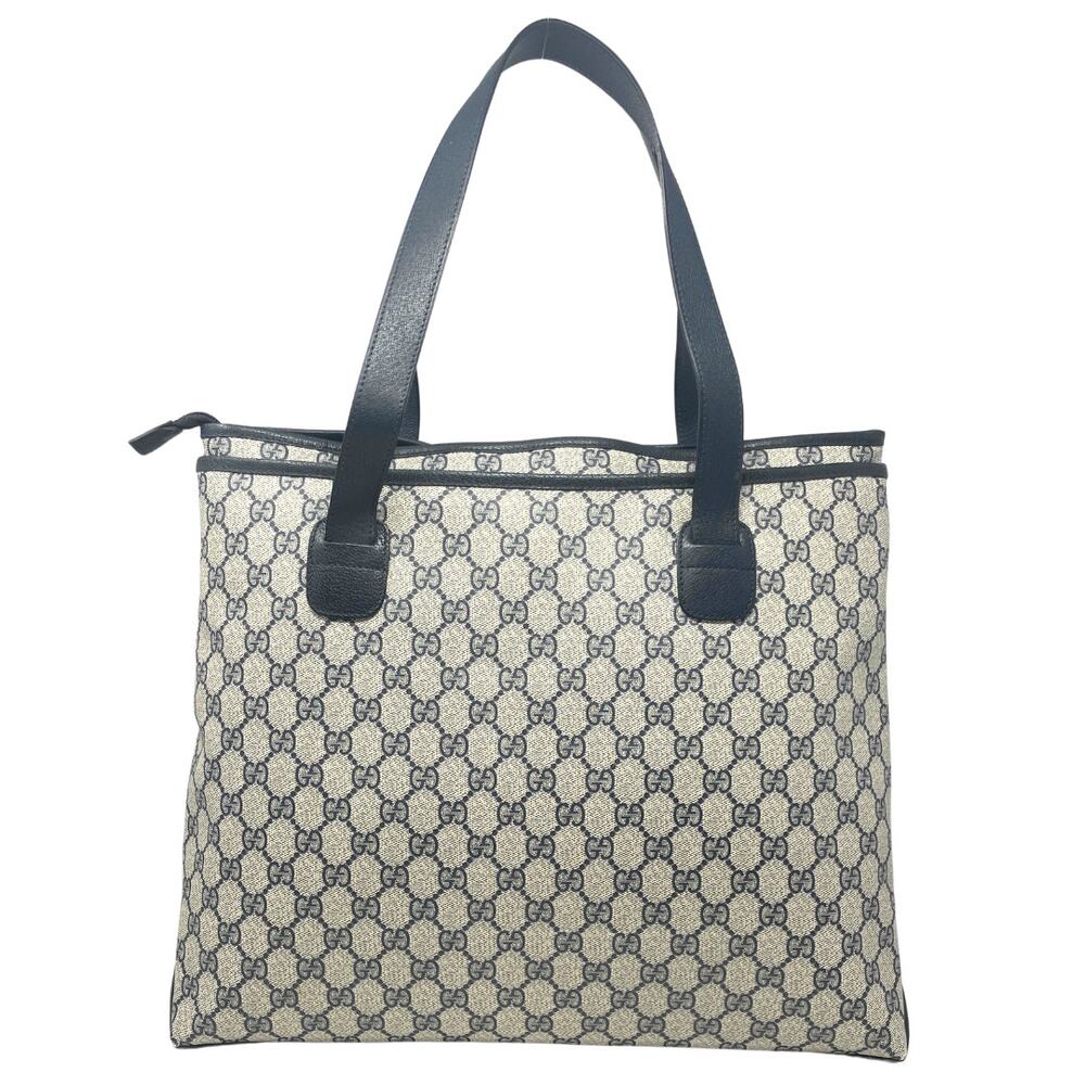 Gucci Bag Shoulder Tote Purse GG Guccissima Monogram Black Grey Leather Canvas - Picture 3 of 12